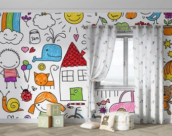 Peel and Stick Kids Wallpaper - Colorful Nursery Wall Mural