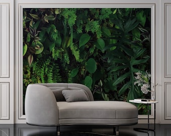 Peel and Stick Green Wallpaper - Boho Botanical Wall Mural for Nature Lovers