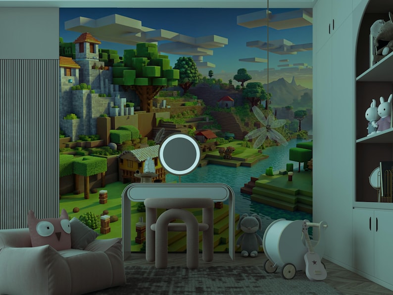 Peel and Stick Pixel Art Wallpaper - Creative Gaming Room Wall Mural - Etsy