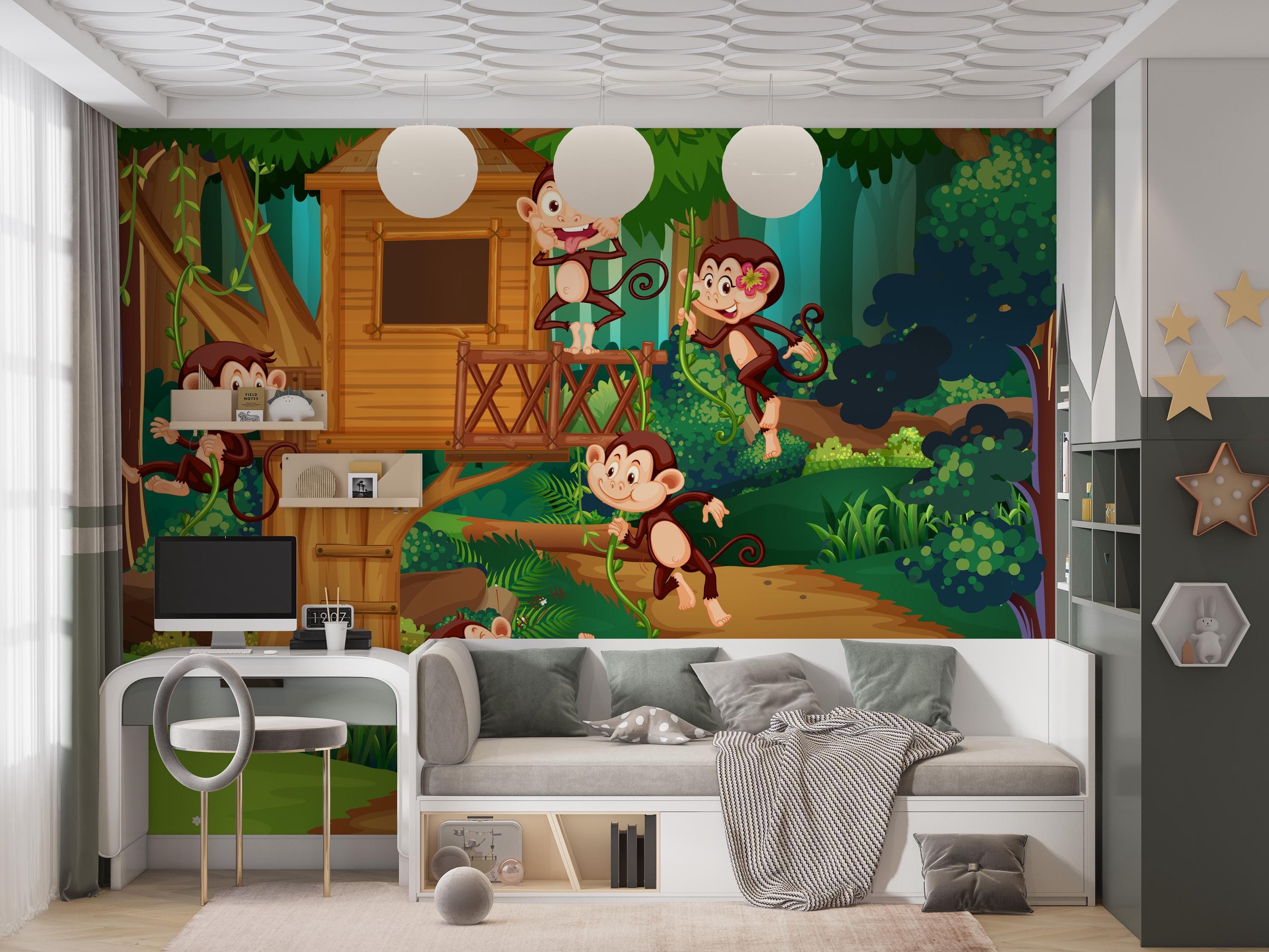 Peel and Stick Jungle Wallpaper - Kids Room Adventure Wall Mural - Etsy