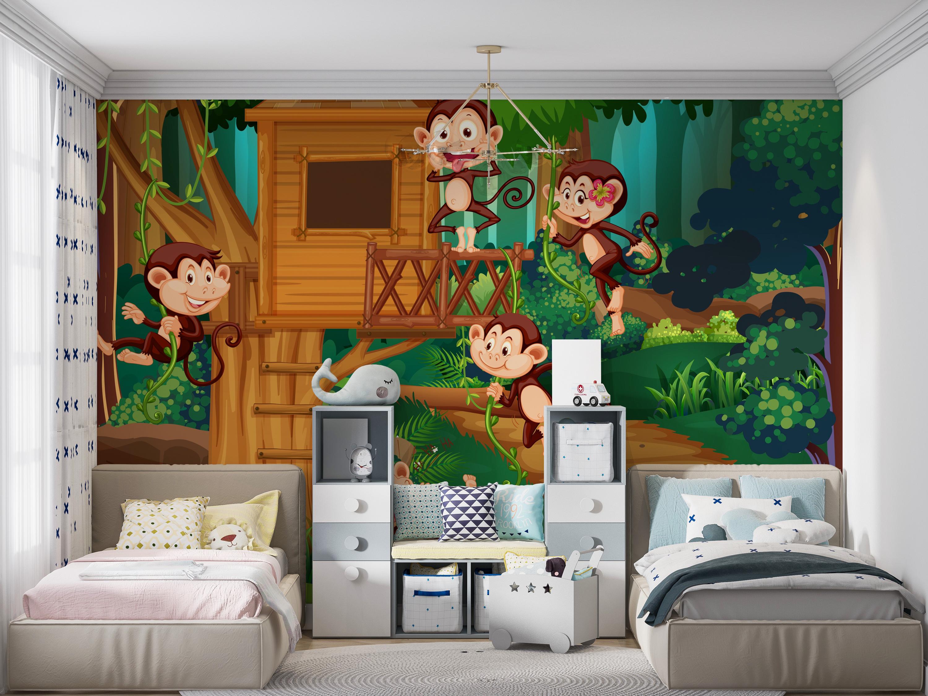 Peel and Stick Jungle Wallpaper - Kids Room Adventure Wall Mural - Etsy