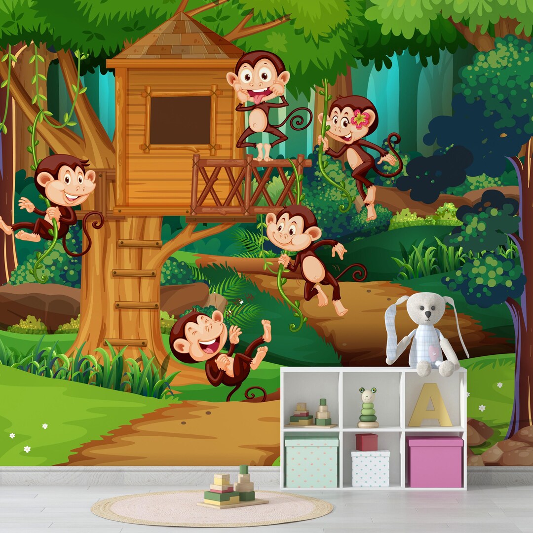 Peel and Stick Jungle Wallpaper - Kids Room Adventure Wall Mural - Etsy