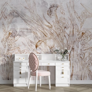 Papel pintado floral vintage autoadhesivo - Mural rústico para dormitorio