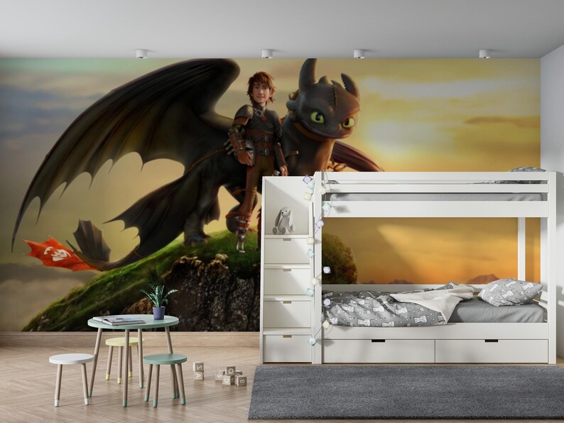 Peel and Stick Dragon Wallpaper - Fantasy Kids Room Adventure Wall ...