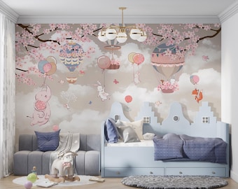 Animals Peel and Stick Wallpaper, Kids Room Decor