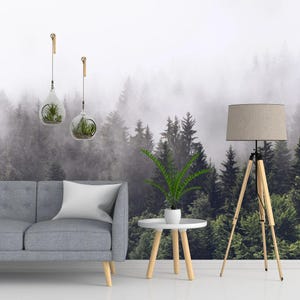 Forest Wallpaper Nature Wall Mural Peel and Stick Self Adhesive Foggy Forest Mural Living Room