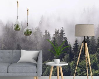 Foggy Forest Wallpaper Mural: Peel and Stick Nature Wall Art