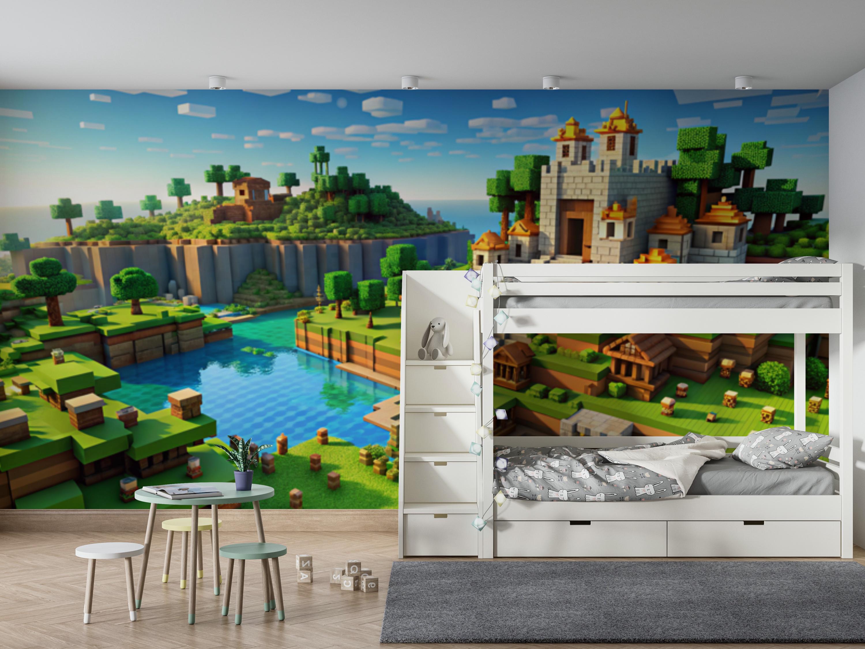 Peel and Stick Pixel Art Wallpaper - Green Gaming Room Wall Mural - Etsy