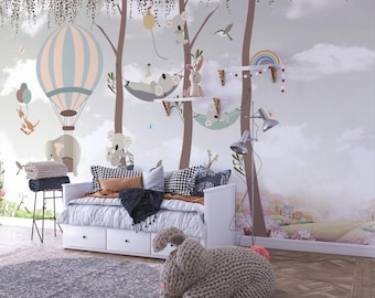 Animal Nursery Wallpaper: Peel and Stick Kids Room Wall Mural