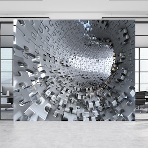 3D Puzzle View Wallpaper Mural: Removable Peel & Stick Digital Print