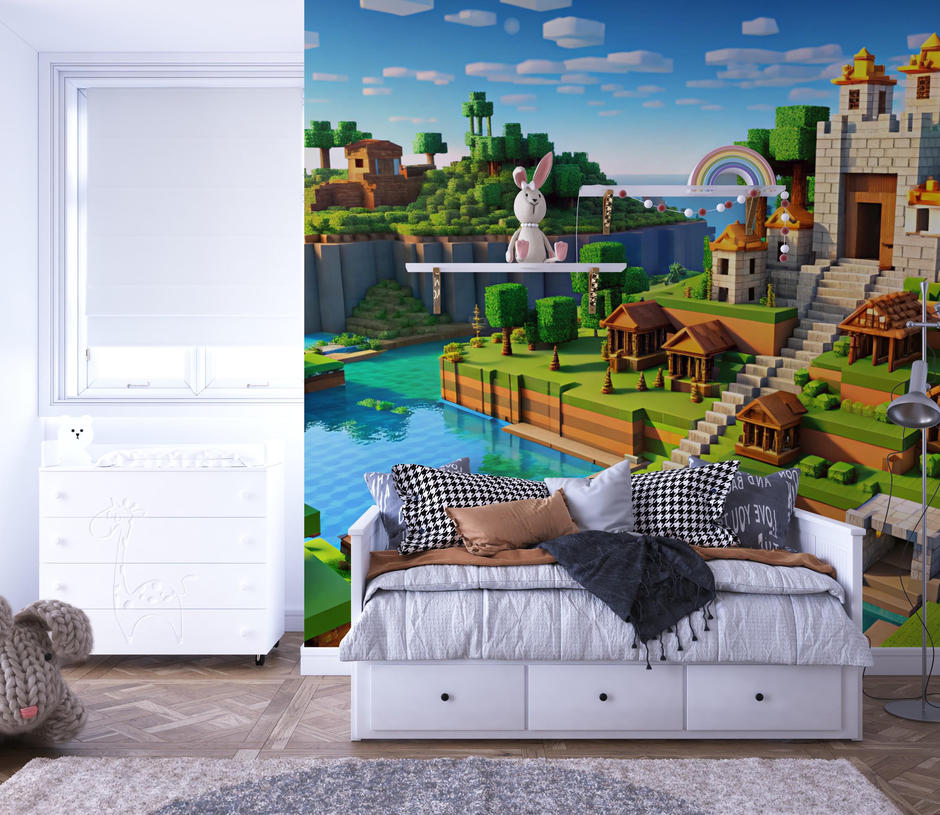 Peel and Stick Pixel Art Wallpaper - Green Gaming Room Wall Mural - Etsy