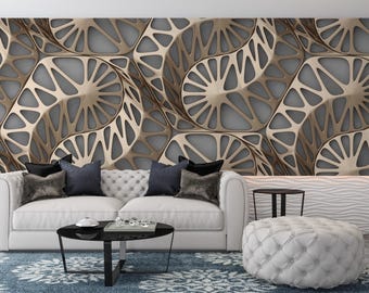 Peel-and-Stick geometrisch behang - beigegrijs minimalistische muurschildering