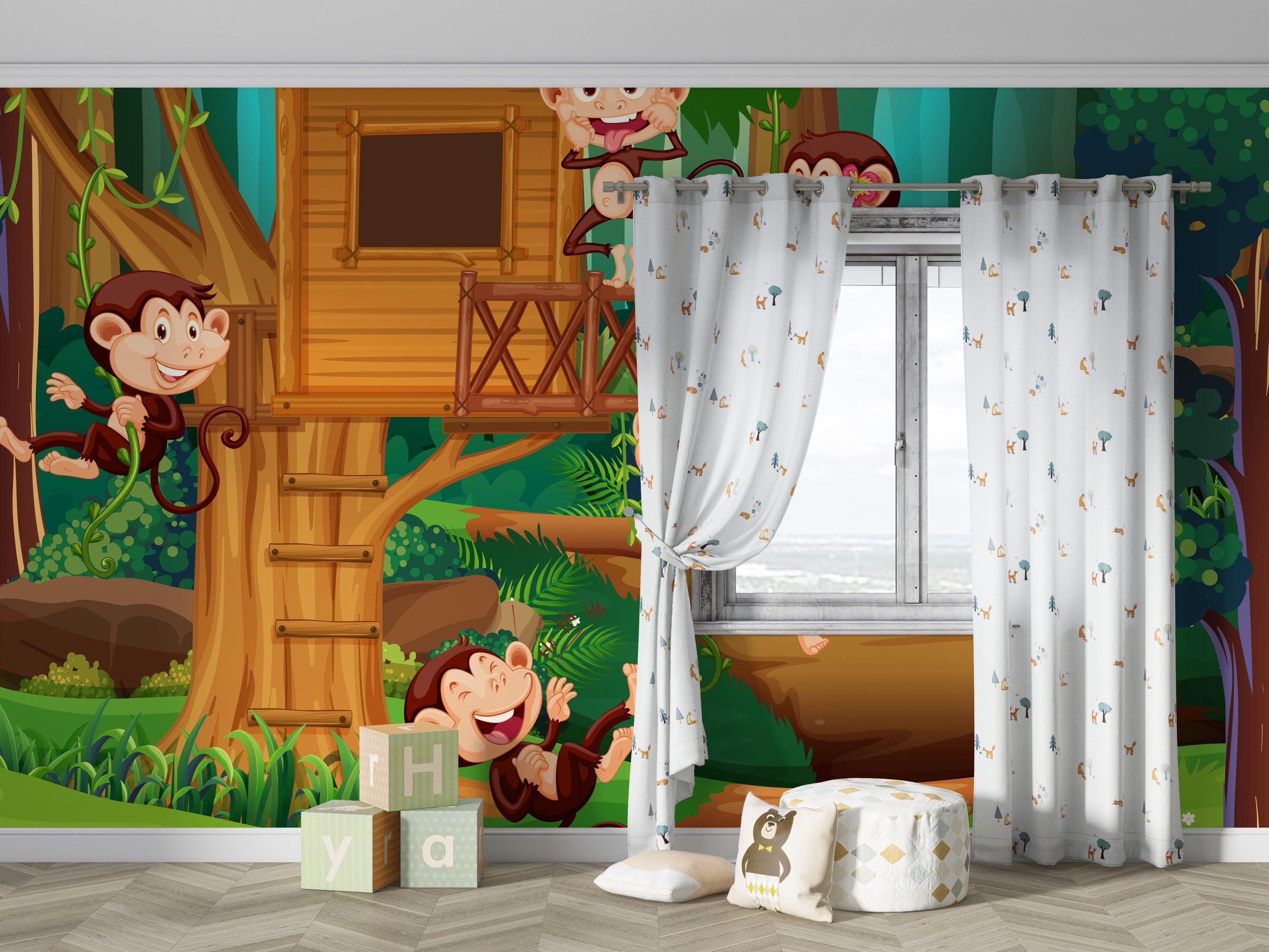 Peel and Stick Jungle Wallpaper - Kids Room Adventure Wall Mural - Etsy