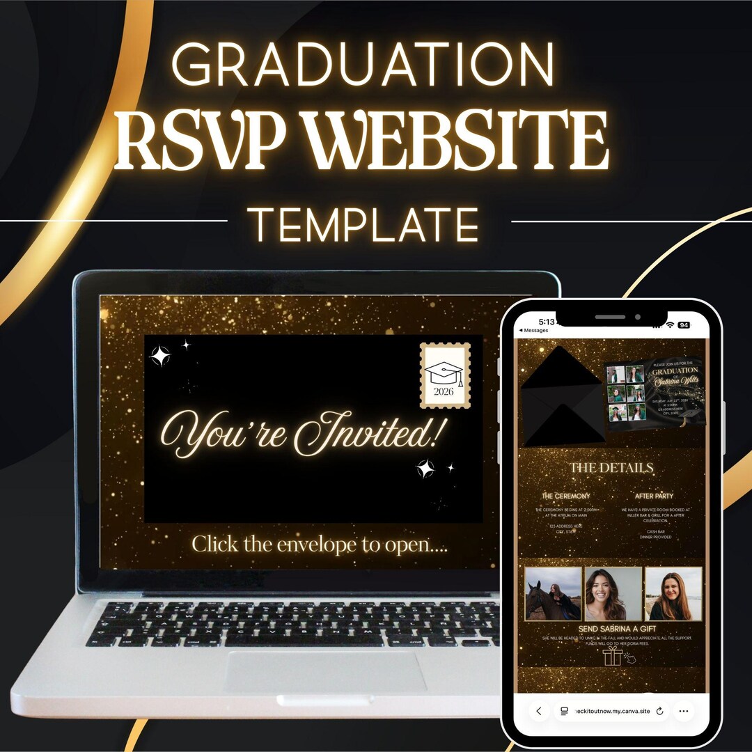 Graduation Website Invite Graduation Website Invitation, Graduation RSVP, Editable Canva Website ...