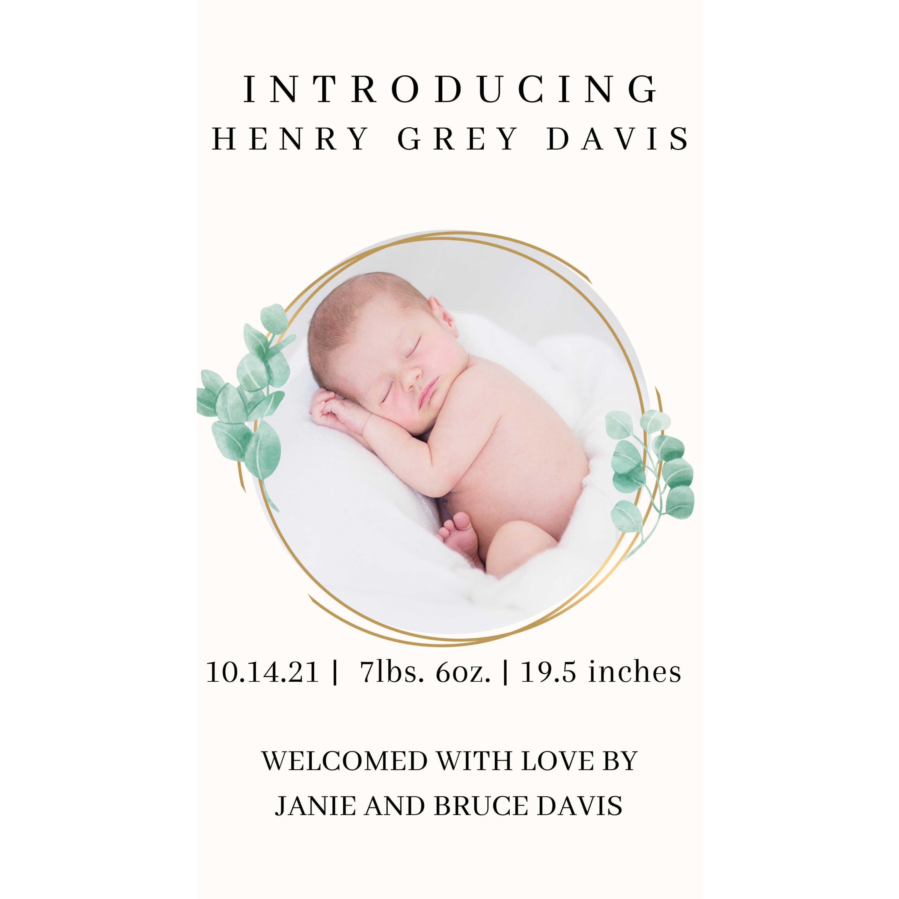 Digital Birth Announcement Canva template edit how you want | Etsy