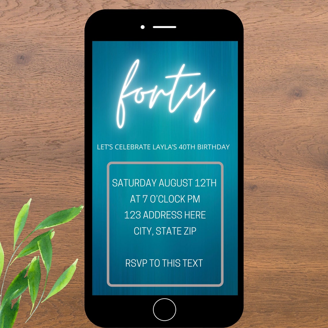 40TH Birthday E Invitation E invite Text Invitation forty Etsy