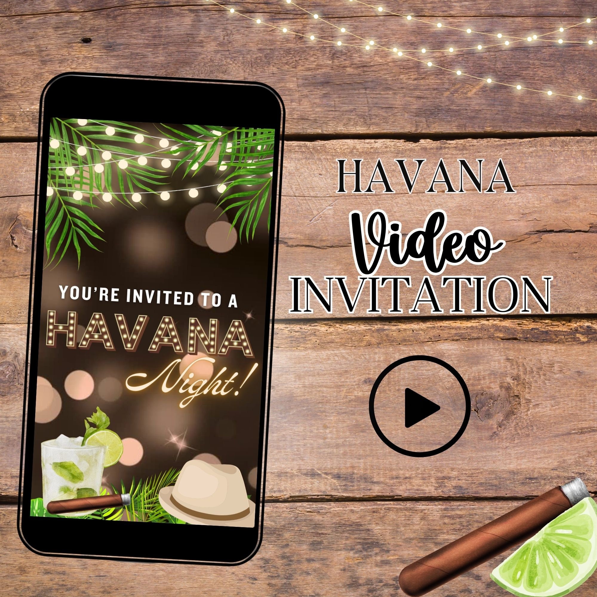 Havana Nights Video Invitation Havana Theme Havana Party Tropical Invite Havana Nights Birthday Havana Night Party Evite