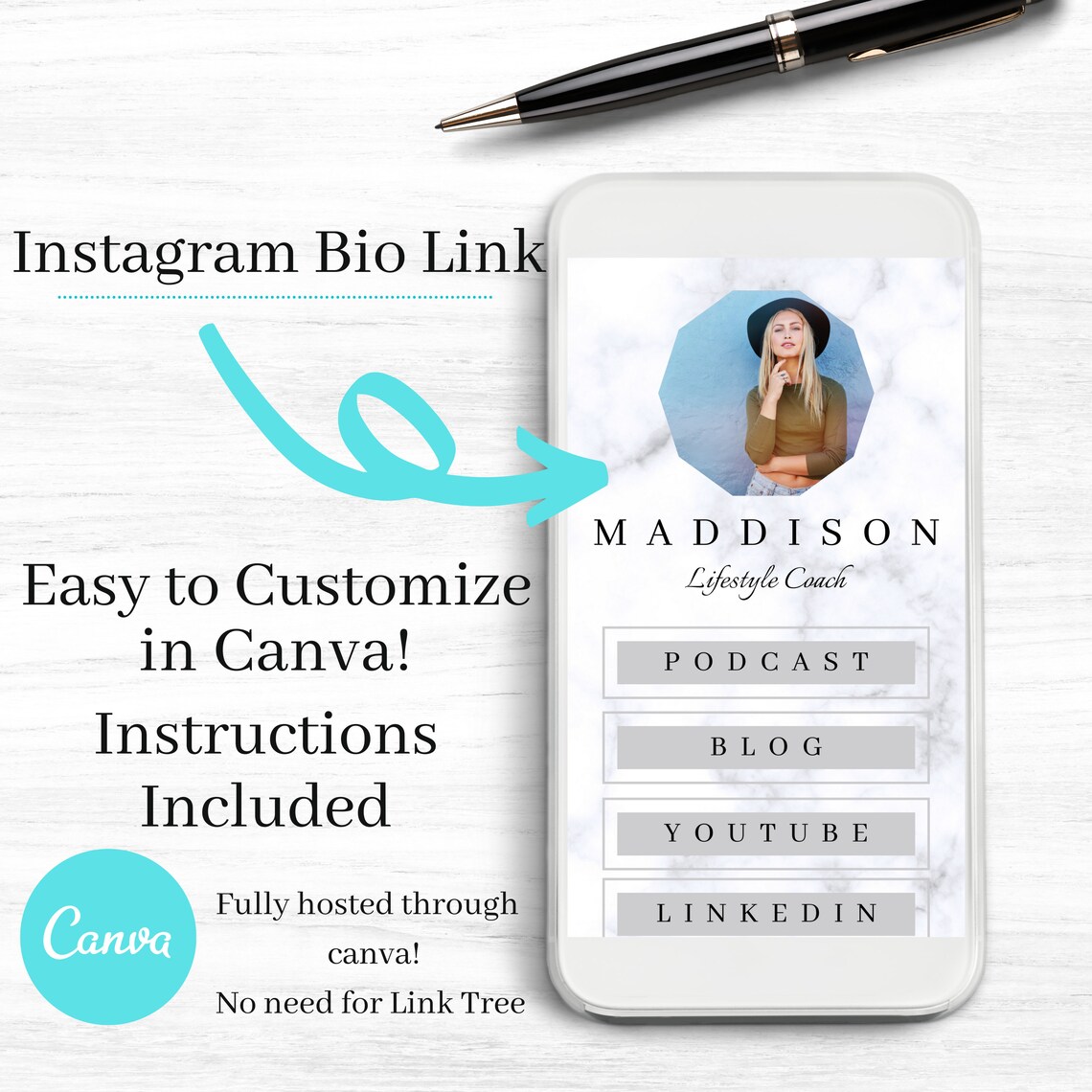 Instagram Bio Link Canva Template Fully Customizable Etsy