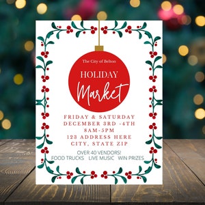 Editable Christmas Market Flyer, Holiday Market, Christmas Event Flyer, Christmas Shopping flyer