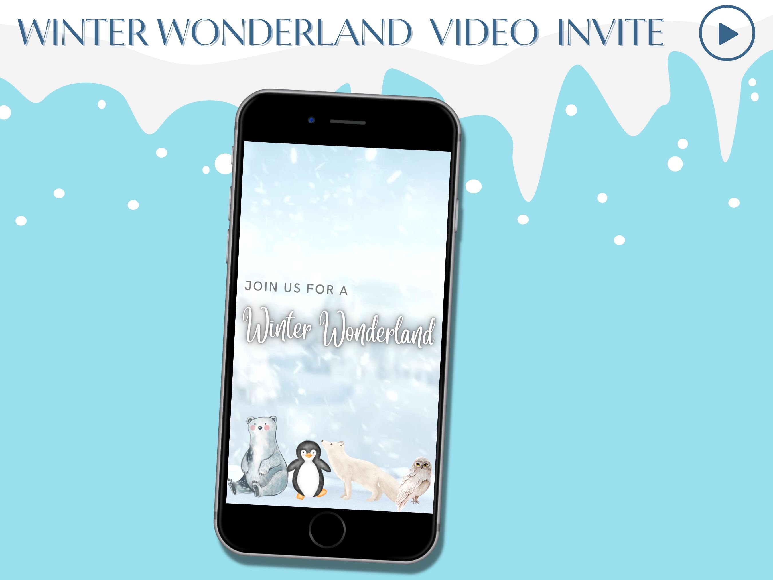 Video Invite Winter Wonderland Invite Winter Birthday Invite Video Invitation Snow theme Invite Invite with music Animated