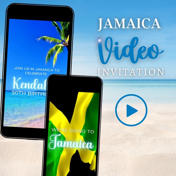 Invitation vidéo Jamaïque, anniversaire à la plage, anniversaire à destination, week-end d'anniversaire, invitation à thème Jamaïque, invitation vidéo, invitation vidéo mobile