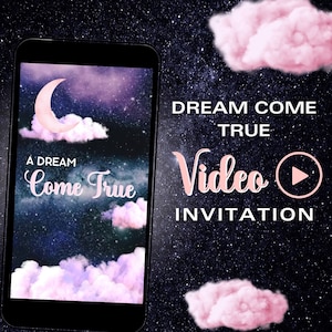 Invito video per baby shower, baby shower rosa, tema dei sogni, video invito, invito per baby shower, video evite Un sogno che diventa realtà