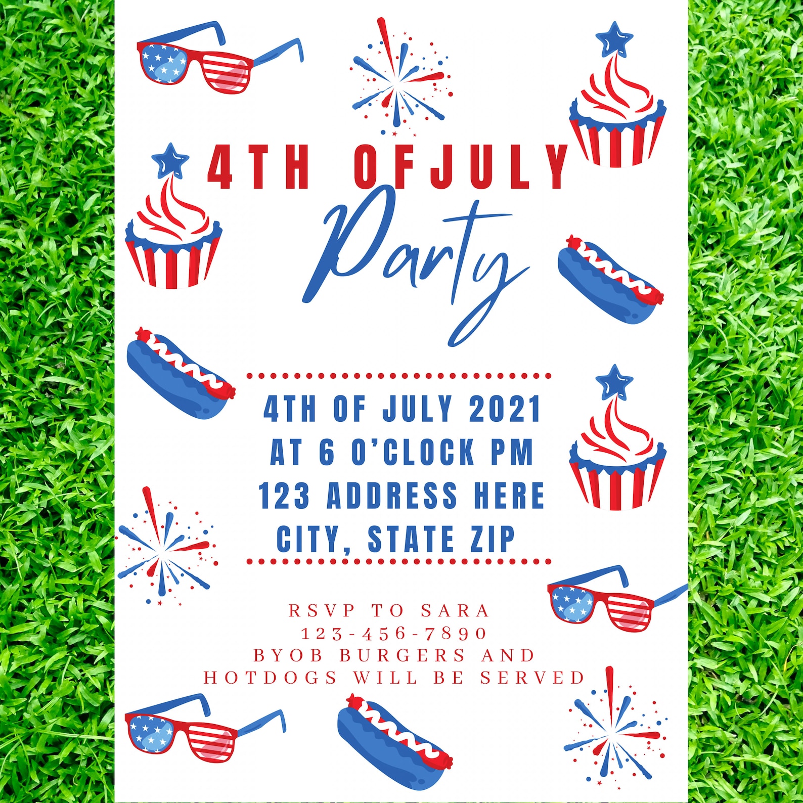 Canva Invitation 4th of July 4th July Party Invitation Etsy Canva Invitation 4th of July 4th July Party Invitation Etsy