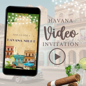 Havana Nights Video Invitation, Havana Theme, Havana Party, Tropical Invite, Havana Nights Birthday, Havana Night Party Evite