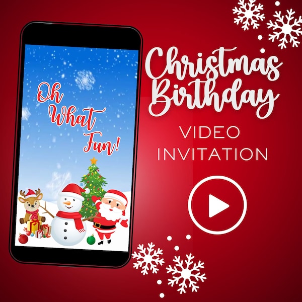 Christmas Birthday Video Invitation, Holiday Birthday Theme, Video Evite, Video Invitation , Christmas Invite