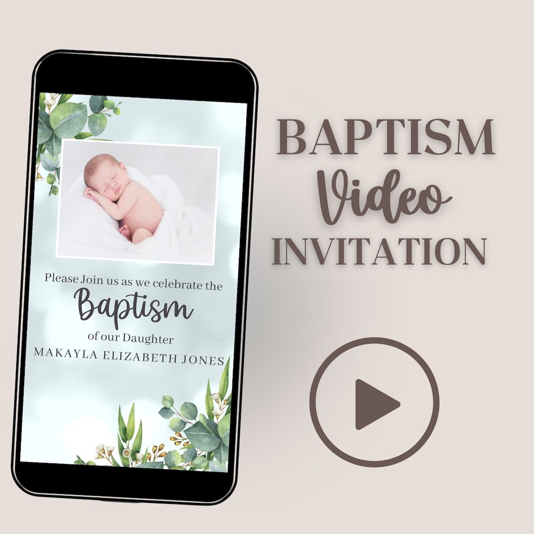 Baptism Video Invitation Christening Invitation Video Evite Etsy