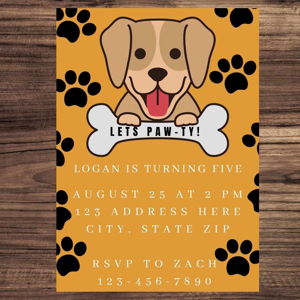Editable Dog Party Digital Invitation Canva Template Puppy - Etsy