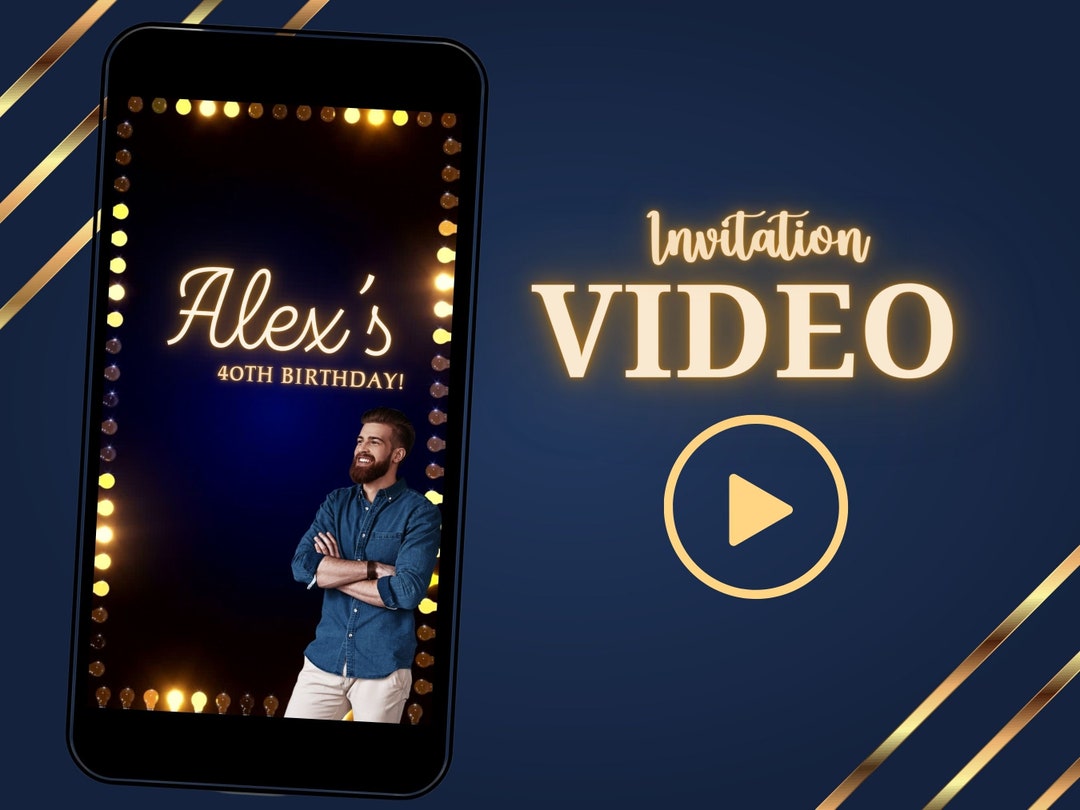 Animated Birthday Invitation Video, Party Invitation,video Evite, Blue