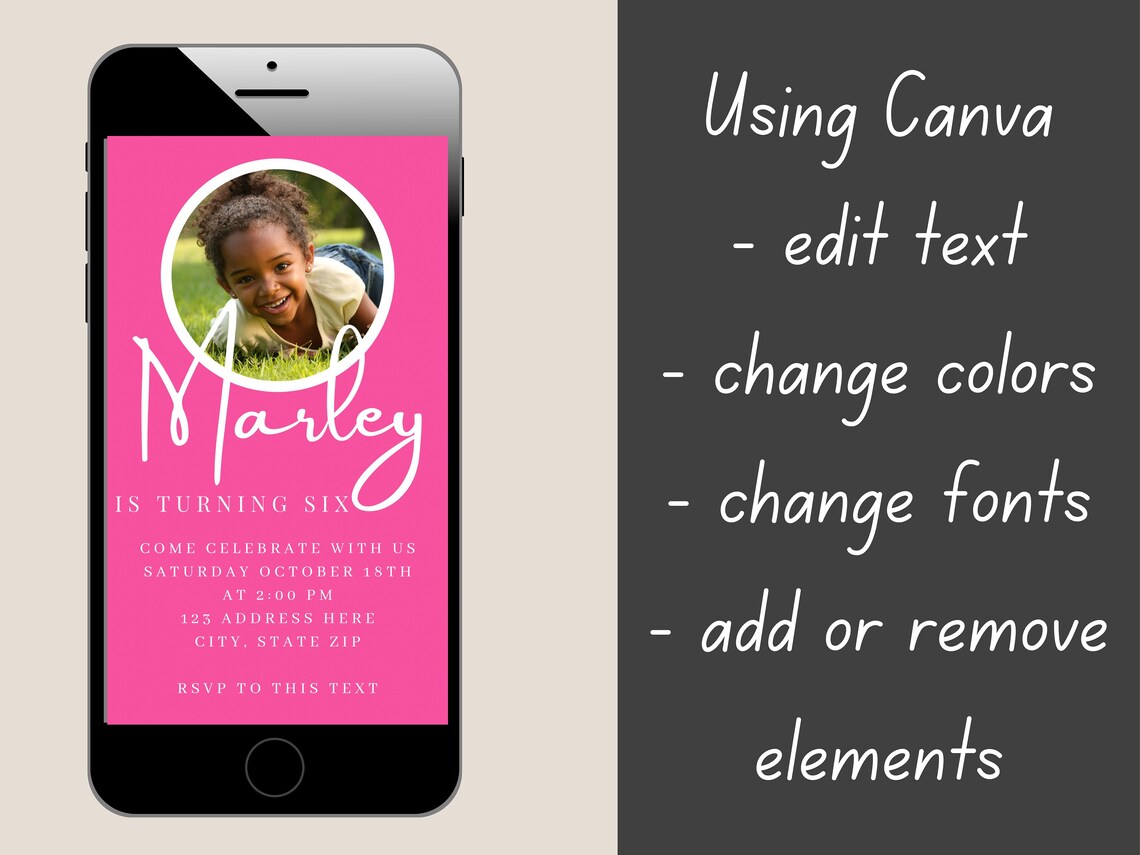 Editable Birthday Evite Text Invitation Gender Neutral Etsy