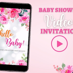 Spring Baby Shower Video Invite, Summer Baby Shower, Video Evite, Video Invite, Animated Invite, Girl Baby Shower, Pink Baby Shower