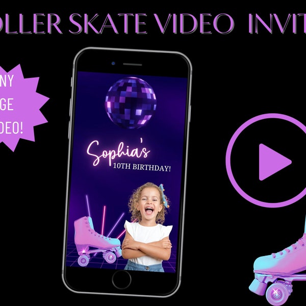 Roller Skate Party Video Invitation, Skate Invite, Skate Evite, Skate Party, Skate Theme Invite, Roller Skate Invitation, Animated Evite