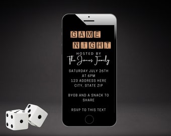 Game Night Evite, Game Night Invitation, Text Invitation, SMS Invite, Editable Invitation, Canva Template, Instant Download
