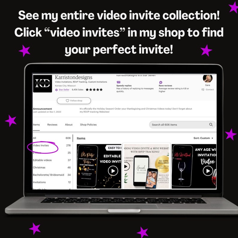 Video Birthday Invite, Any Age Invite, Video Evite, Black and Gold ...