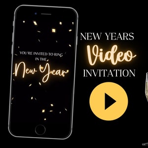 Animated New Years Party Video Invitation, New Years Party, New Year Evite, Digital Invitation