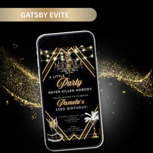 Gatsby Night Evite, Gatsby Invitation, Editable Gatsby Invitation, Text Invitation, Canva Template, Editable Invitation