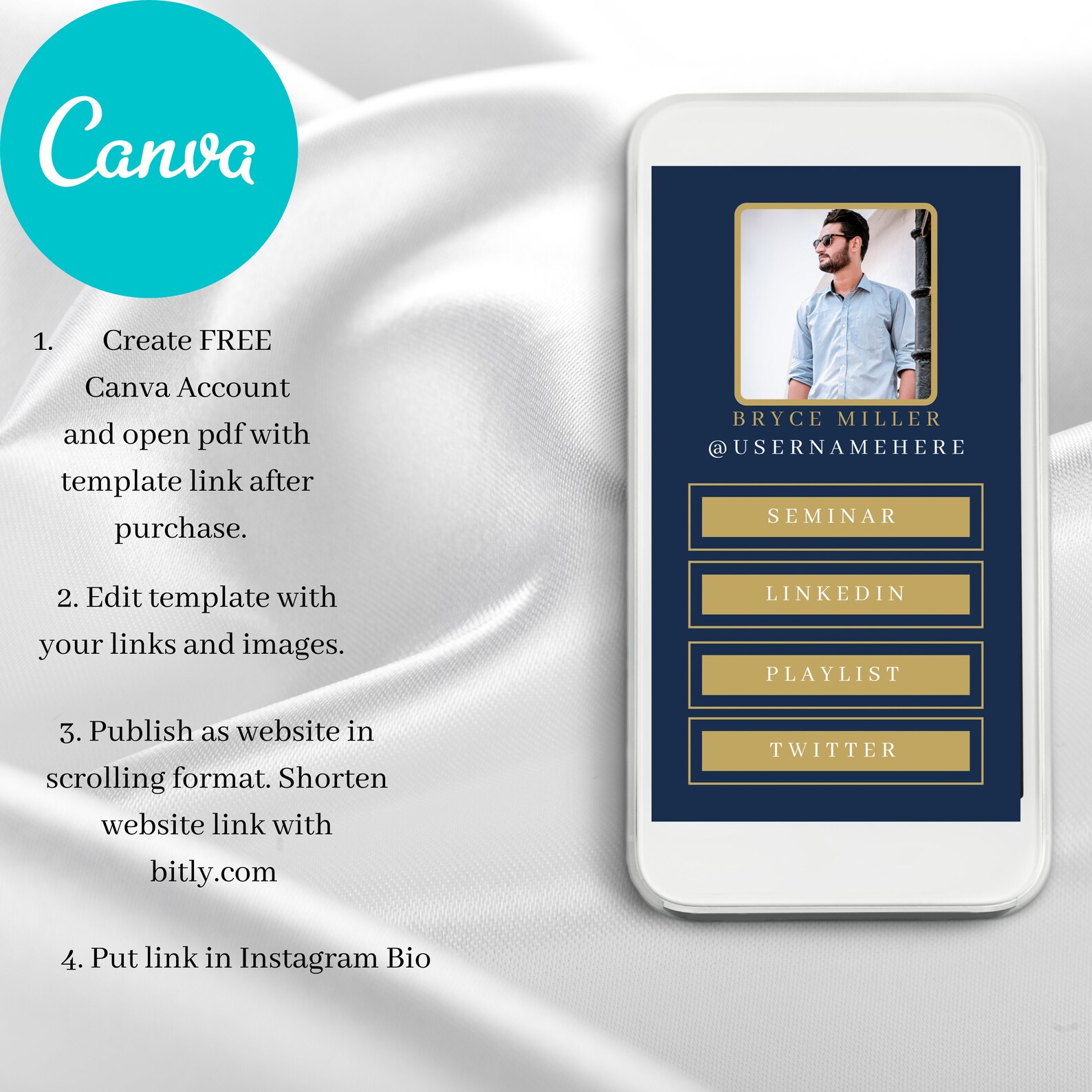 Instagram Bio Link Canva Template Edit Yourself | Etsy