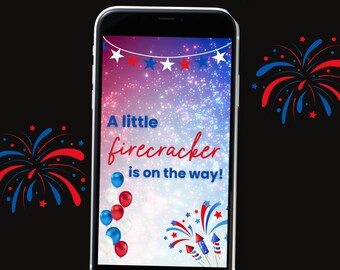 Firecracker Baby Shower Video Invitation, Patriotic 4th of July Evite