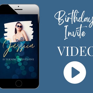Animated Birthday Invitation Video, Party Invitation with photo, Evite, Text Invitation, 30th Birthday invite
