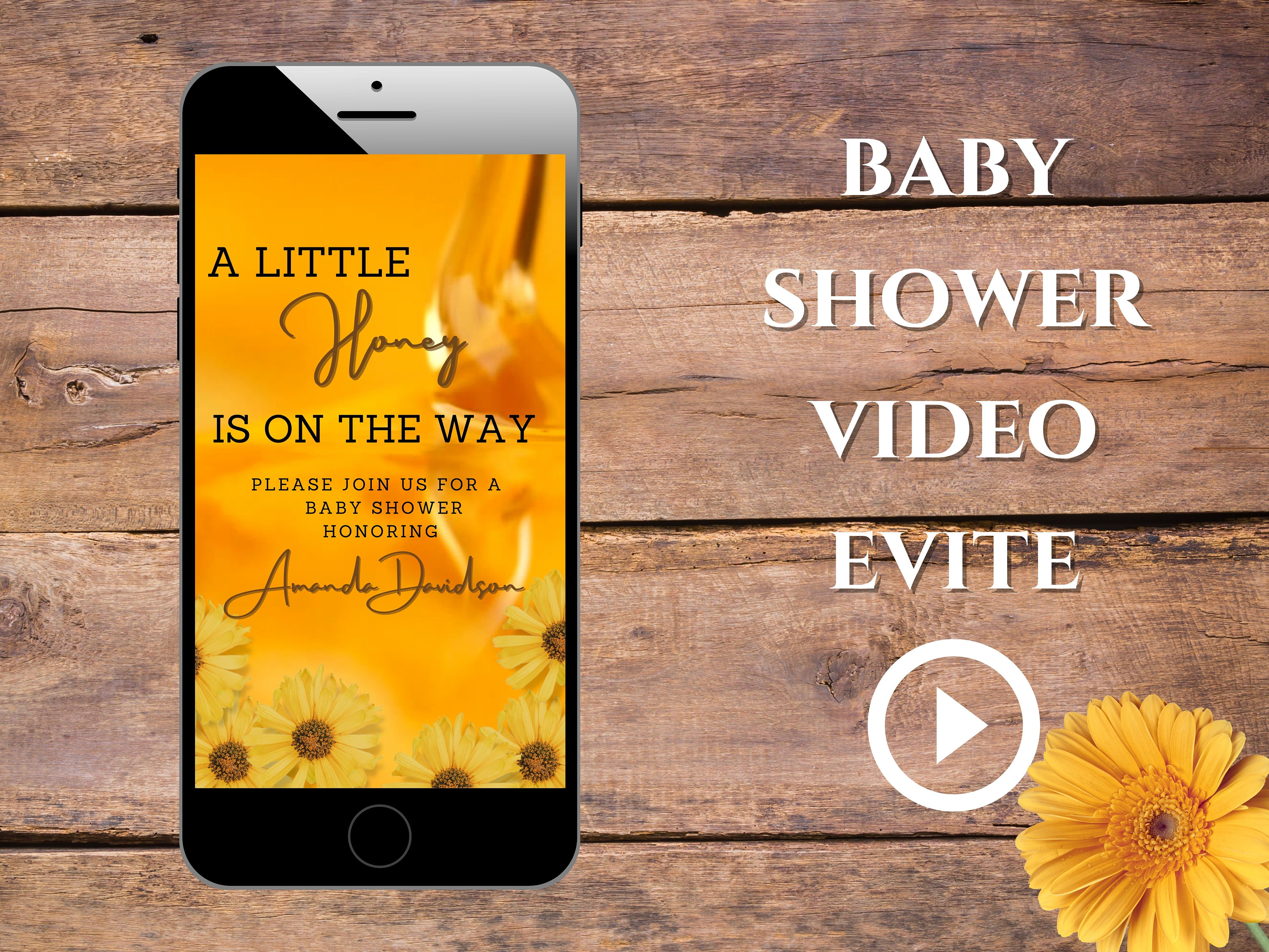 VIDEO Baby Shower Evite Honey themed Bee Baby Shower Baby Shower Invitation Animated invite