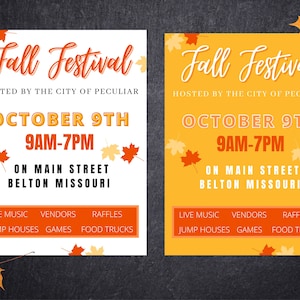 Editable Fall Festival Flyer, Flyer Template, Autumn Flyer, City Event Flyer, School Event Flyer, Trunk or Treat, Halloween