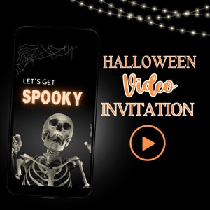 Halloween Party Video Invite, Halloween Invite, Halloween Invitation, skeleton Evite, Snake Invite, skeleton Theme