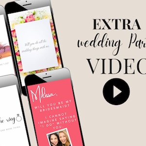 AGGIUNGI video personalizzati per feste di matrimonio, proposte di damigelle d'onore, proposte di testimoni dello sposo