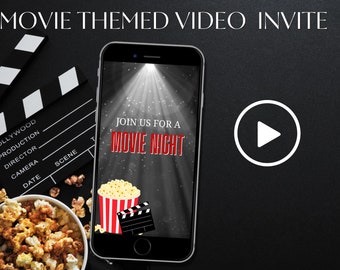 Movie Night Animated Video Invitation, Personalized Evite (Digital Download)