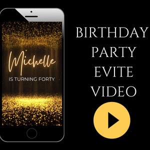 Animated Birthday Invitation Video, Party Invitation with photo, Evite, Text Invitation, 30th Birthday invite