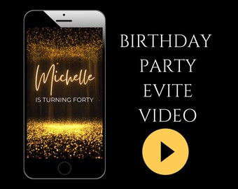 Animated Birthday Invitation Video, Party Invitation with photo, Evite, Text Invitation, 30th Birthday invite