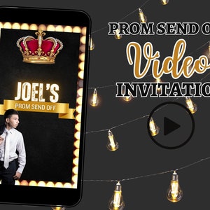 Prom Send off Video Invitation, Prom Send Off Evite, Prom Send Off Invite, Prom Invite, Granduation Invite, Glam Invite, black and silver